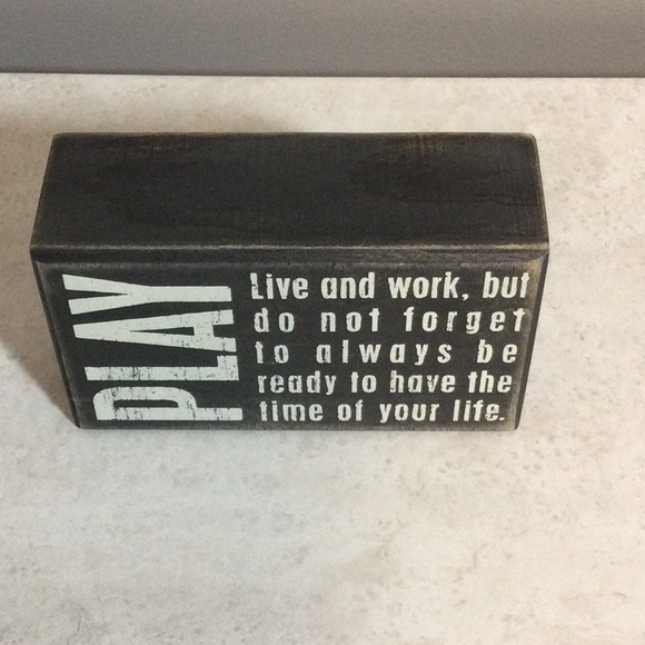 Other - Play and Live Life wooden wall art sign